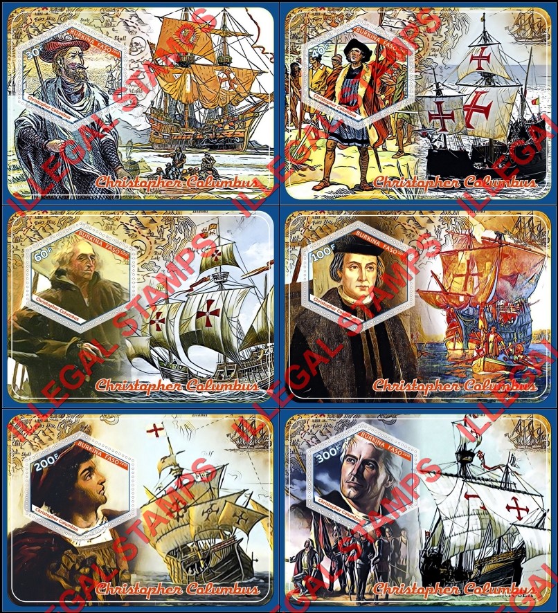 Burkina Faso 2018 Christopher Columbus (different a) Illegal Stamp Souvenir Sheets of 1