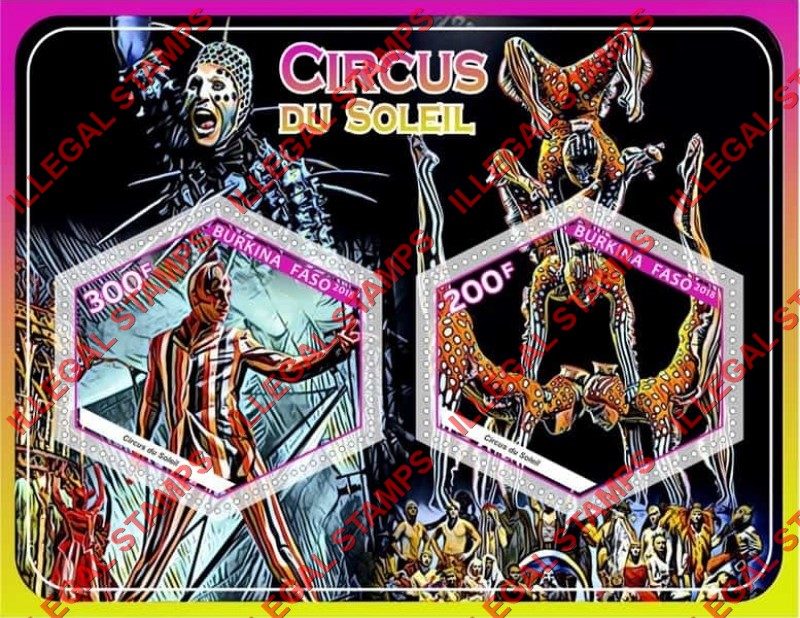 Burkina Faso 2018 Circus du Soleil Illegal Stamp Souvenir Sheet of 2