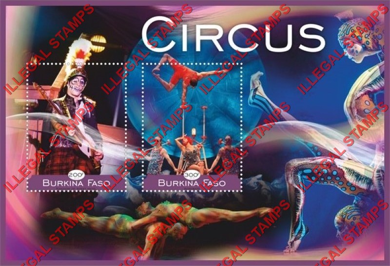 Burkina Faso 2018 Circus Illegal Stamp Souvenir Sheet of 2