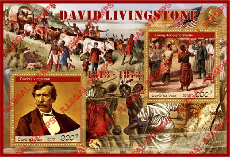 Burkina Faso 2018 David Livingstone Illegal Stamp Souvenir Sheet of 2