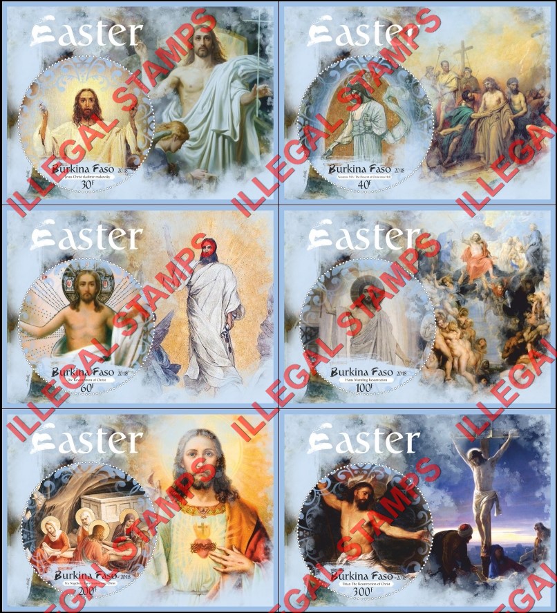 Burkina Faso 2018 Easter Paintings Illegal Stamp Souvenir Sheets of 1