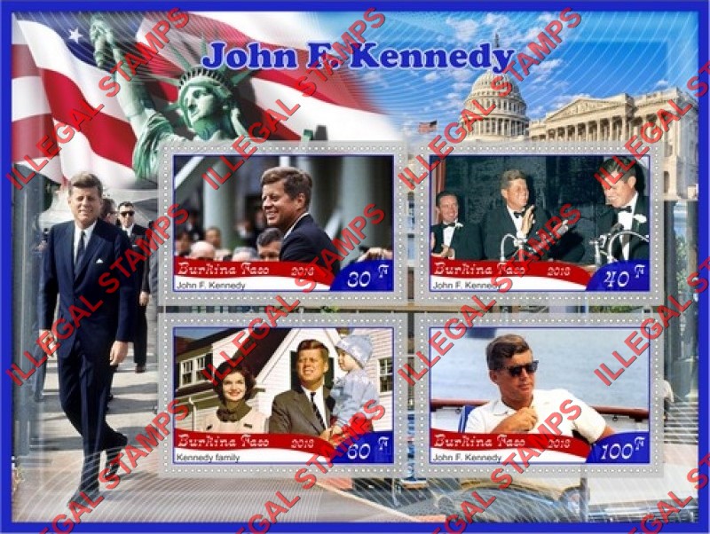 Burkina Faso 2018 John F. Kennedy (different) Illegal Stamp Souvenir Sheet of 4