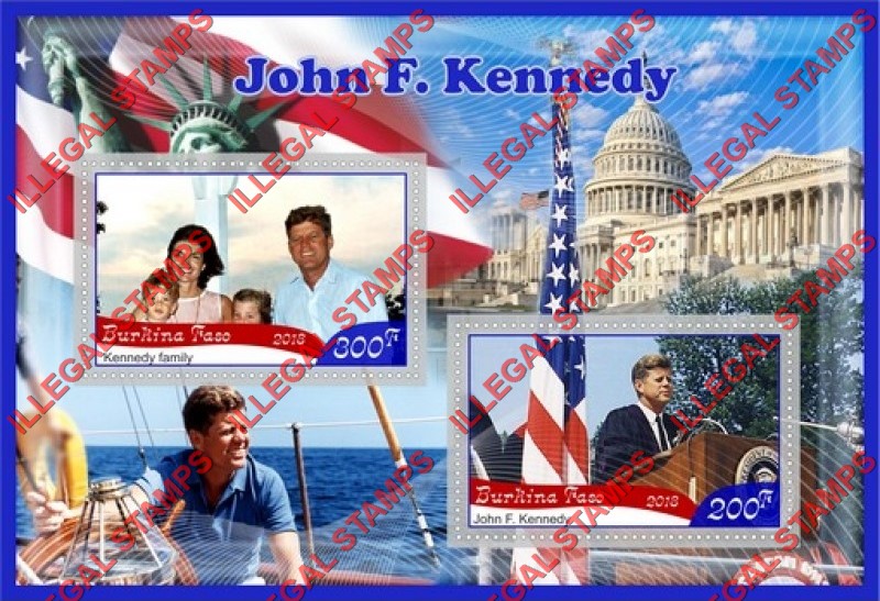 Burkina Faso 2018 John F. Kennedy (different) Illegal Stamp Souvenir Sheet of 2