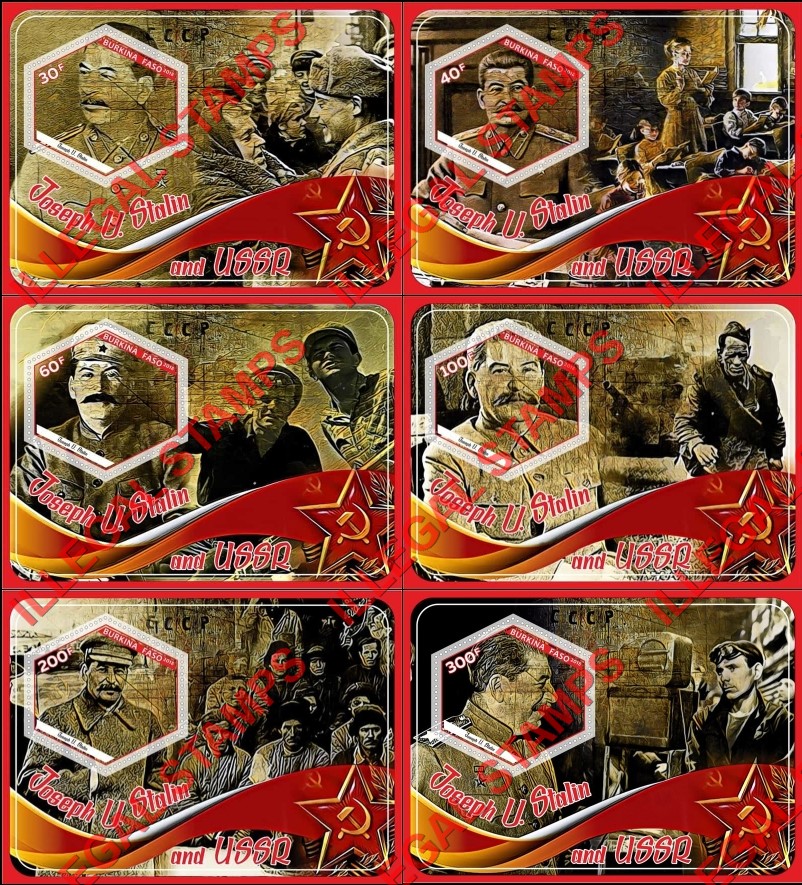 Burkina Faso 2018 Joseph Stalin (different) Illegal Stamp Souvenir Sheets of 1