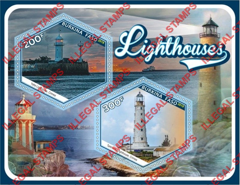 Burkina Faso 2018 Lighthouses Illegal Stamp Souvenir Sheet of 2