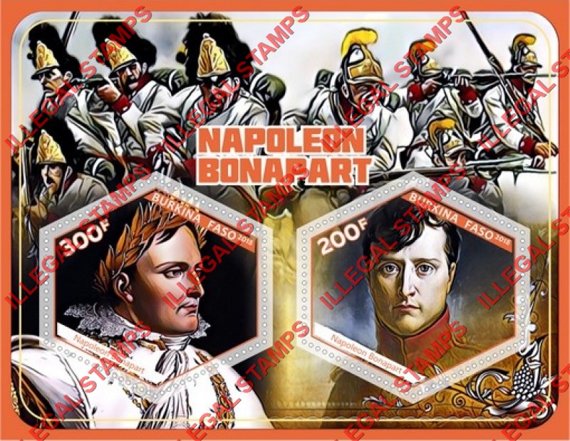 Burkina Faso 2018 Napoleon Bonaparte (different a) Illegal Stamp Souvenir Sheet of 2
