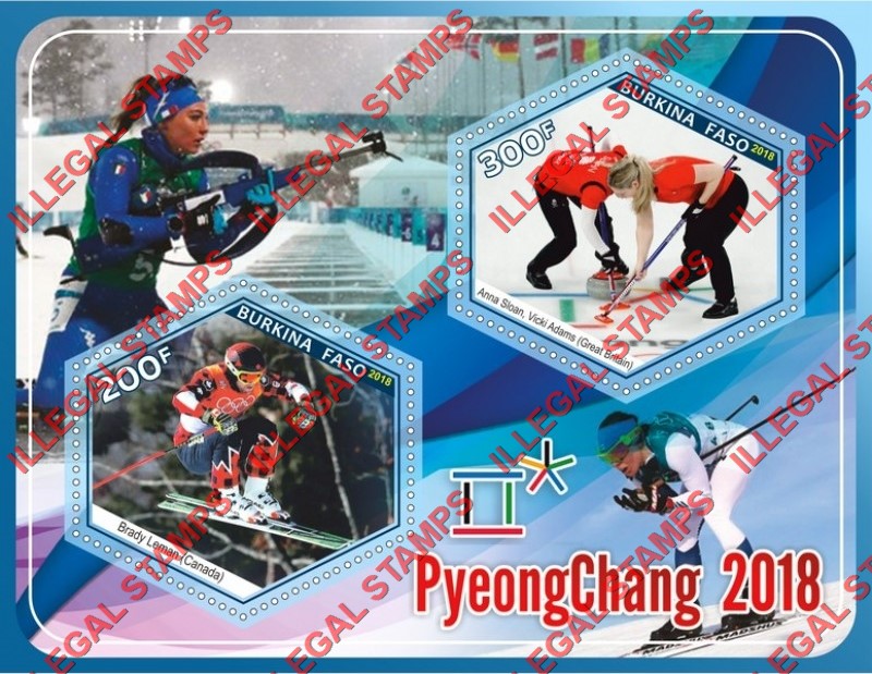 Burkina Faso 2018 Olympic Games in PyeongChang Illegal Stamp Souvenir Sheet of 2