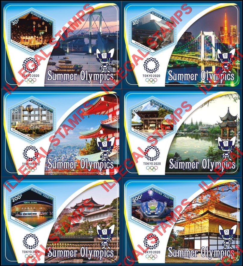 Burkina Faso 2018 Olympic Games in Tokyo in 2020 Illegal Stamp Souvenir Sheets of 1