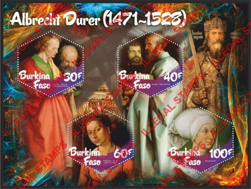 Burkina Faso 2018 Paintings by Albrecht Durer Illegal Stamp Souvenir Sheet of 4