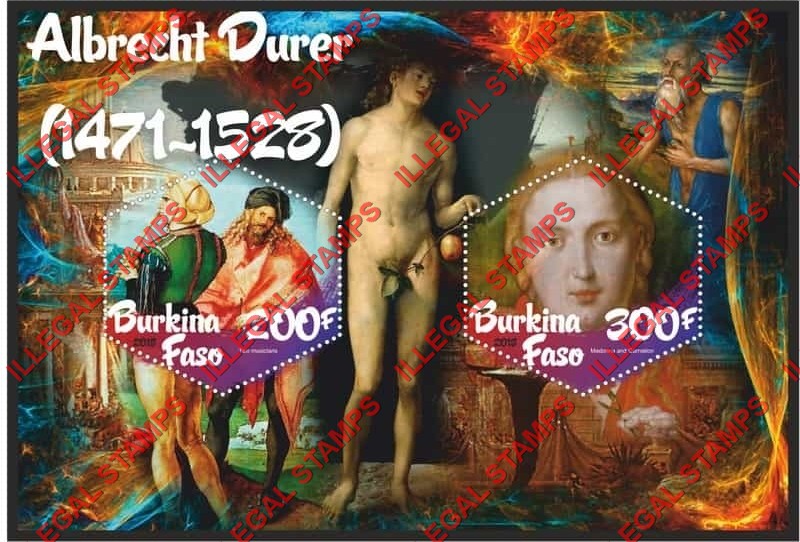 Burkina Faso 2018 Paintings by Albrecht Durer Illegal Stamp Souvenir Sheet of 2