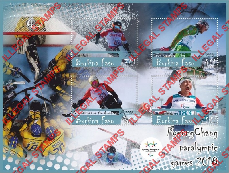 Burkina Faso 2018 Paralympic Games in PyeongChang Illegal Stamp Souvenir Sheet of 4