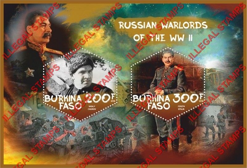 Burkina Faso 2018 Russian Warlords of World War II Illegal Stamp Souvenir Sheet of 2