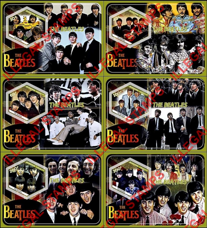 Burkina Faso 2018 The Beatles Illegal Stamp Souvenir Sheets of 1