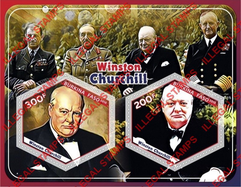 Burkina Faso 2018 Winston Churchill Illegal Stamp Souvenir Sheet of 2