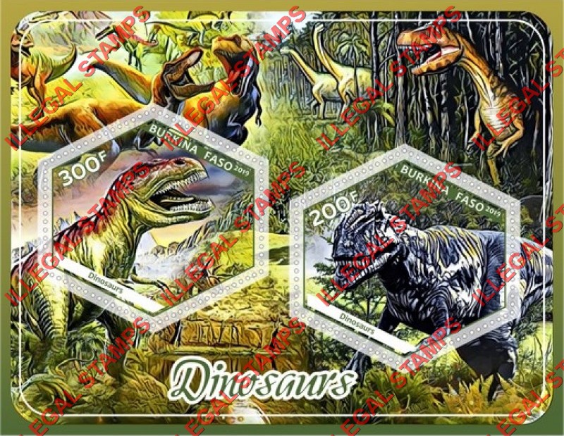 Burkina Faso 2019 Dinosaurs Illegal Stamp Souvenir Sheet of 2