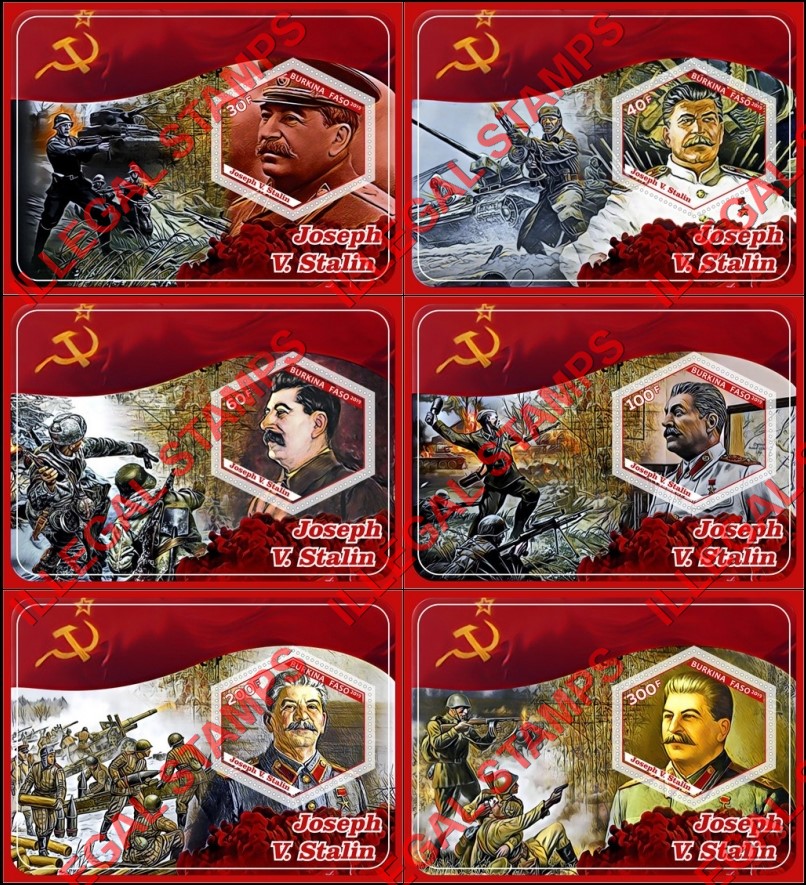 Burkina Faso 2019 Joseph Stalin (different b) Illegal Stamp Souvenir Sheets of 1