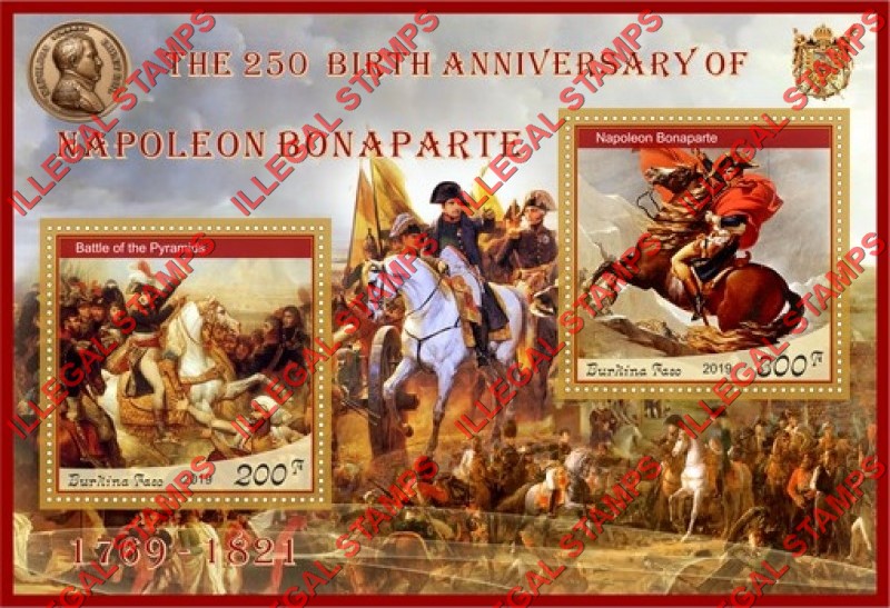 Burkina Faso 2019 Napoleon Bonaparte (different) Illegal Stamp Souvenir Sheet of 2