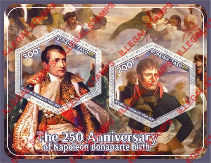 Burkina Faso 2019 Napoleon Bonaparte Illegal Stamp Souvenir Sheet of 2