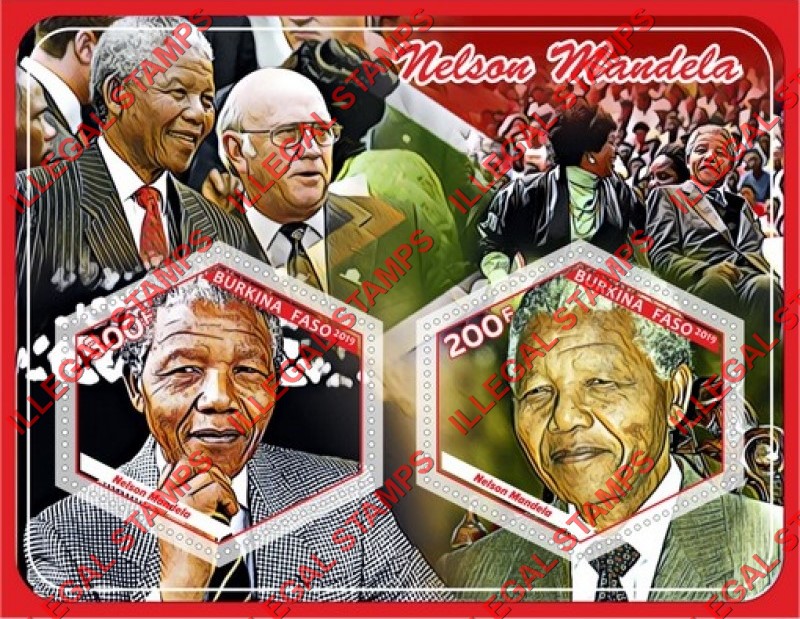 Burkina Faso 2019 Nelson Mandela (different) Illegal Stamp Souvenir Sheet of 2