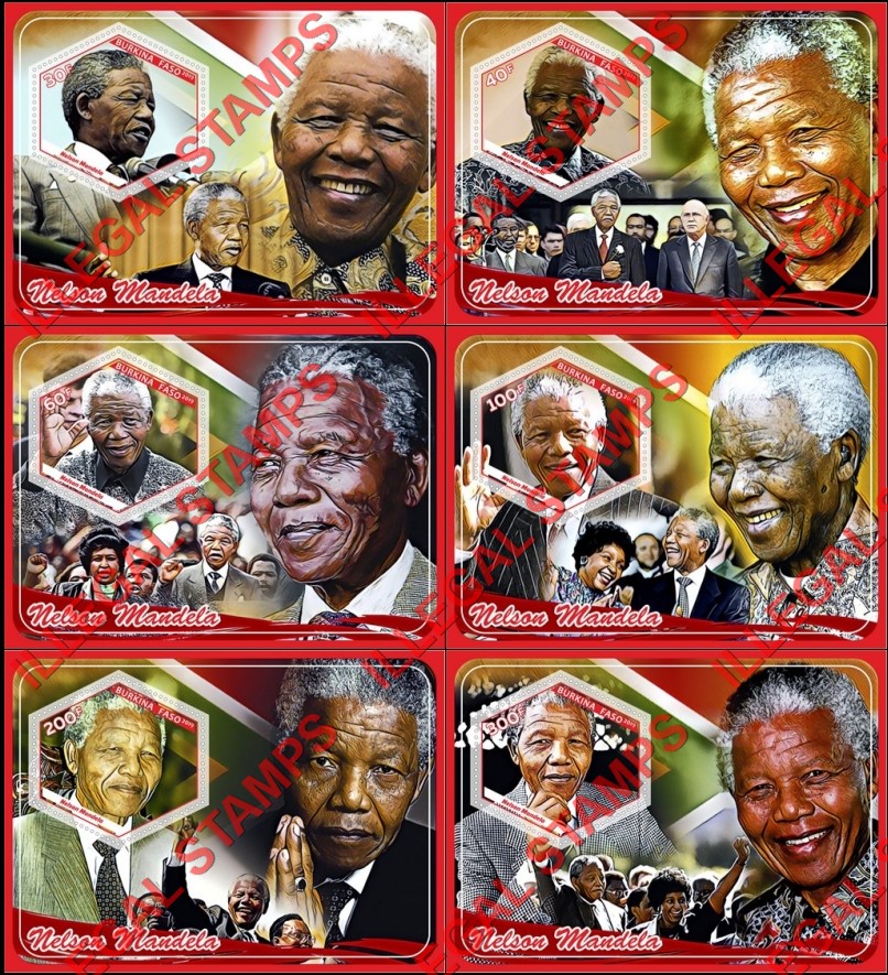 Burkina Faso 2019 Nelson Mandela (different) Illegal Stamp Souvenir Sheets of 1