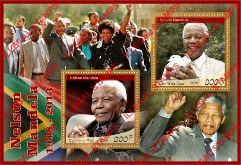 Burkina Faso 2019 Nelson Mandela Illegal Stamp Souvenir Sheet of 2
