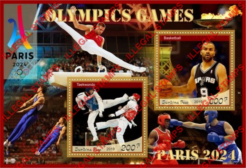 Burkina Faso 2019 Olympic Games in Paris in 2024 Illegal Stamp Souvenir Sheet of 2