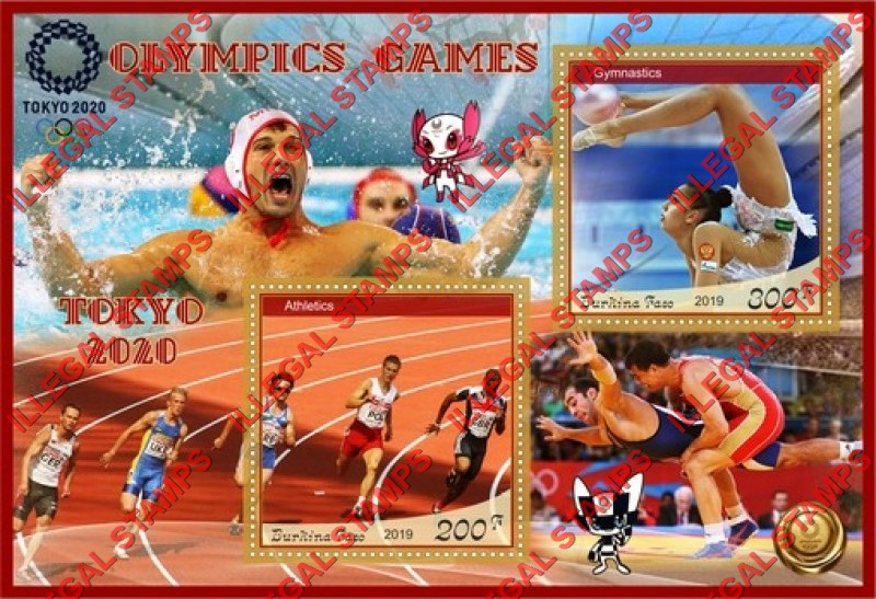 Burkina Faso 2019 Olympic Games in Tokyo in 2020 Illegal Stamp Souvenir Sheet of 2