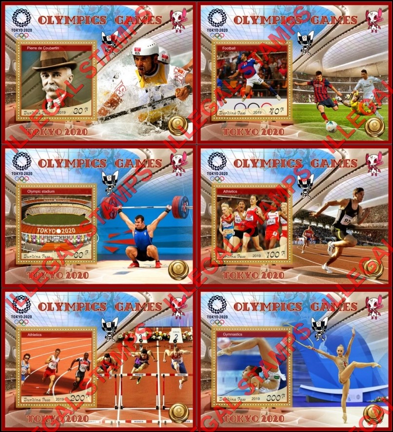 Burkina Faso 2019 Olympic Games in Tokyo in 2020 Illegal Stamp Souvenir Sheets of 1