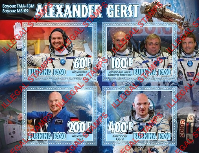 Burkina Faso 2019 Space Astronauts Alexander Gerst Illegal Stamp Souvenir Sheet of 4