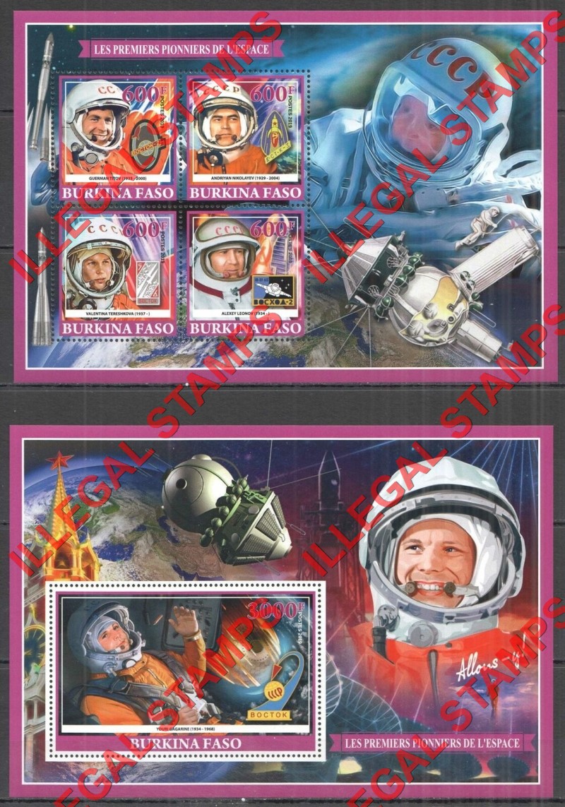 Burkina Faso 2019 Space Pioneers Illegal Stamp Souvenir Sheets of 4 and 1