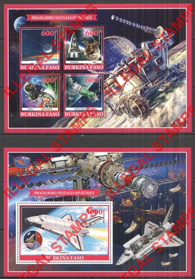 Burkina Faso 2019 Space Soviet Space Program Illegal Stamp Souvenir Sheets of 4 and 1