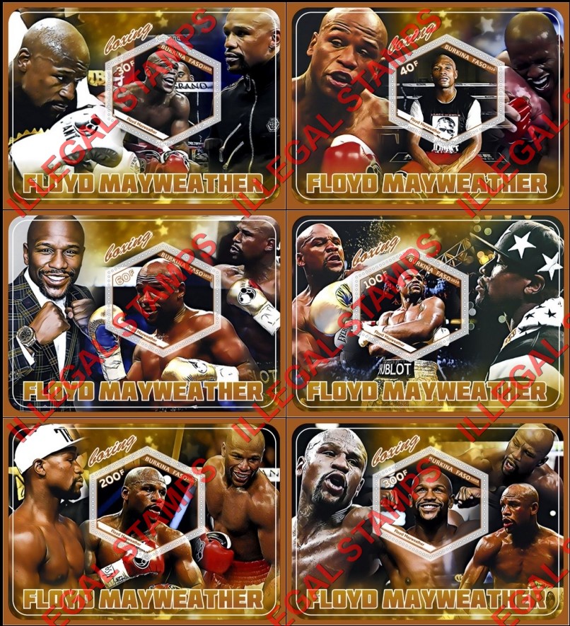 Burkina Faso 2020 Boxing Floyd Mayweather Illegal Stamp Souvenir Sheets of 1