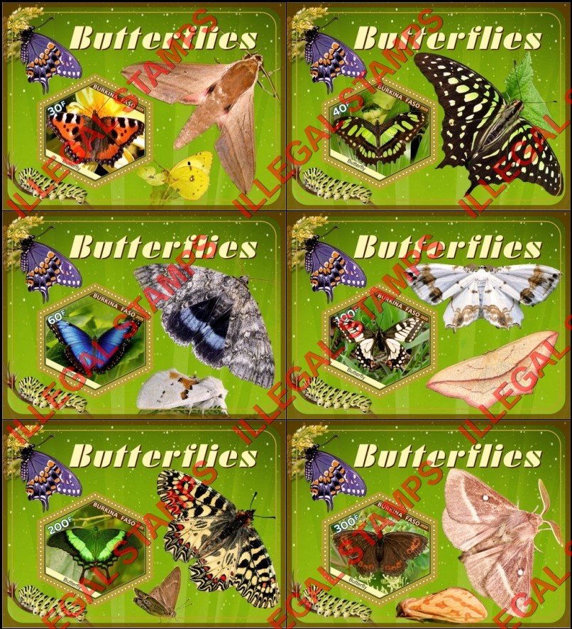 Burkina Faso 2020 Butterflies (different a) Illegal Stamp Souvenir Sheets of 1