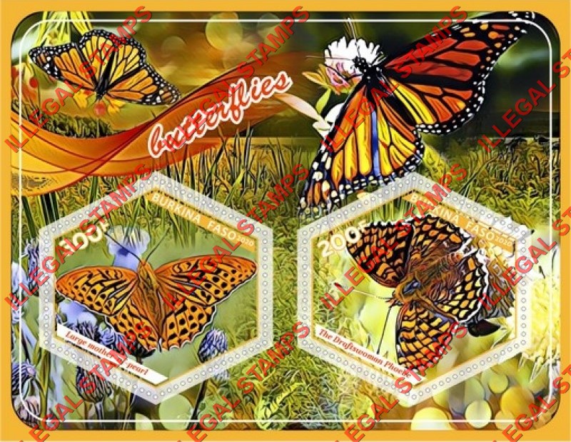 Burkina Faso 2020 Butterflies (different) Illegal Stamp Souvenir Sheet of 2
