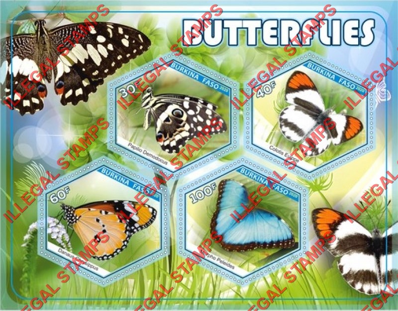 Burkina Faso 2020 Butterflies Illegal Stamp Souvenir Sheet of 4