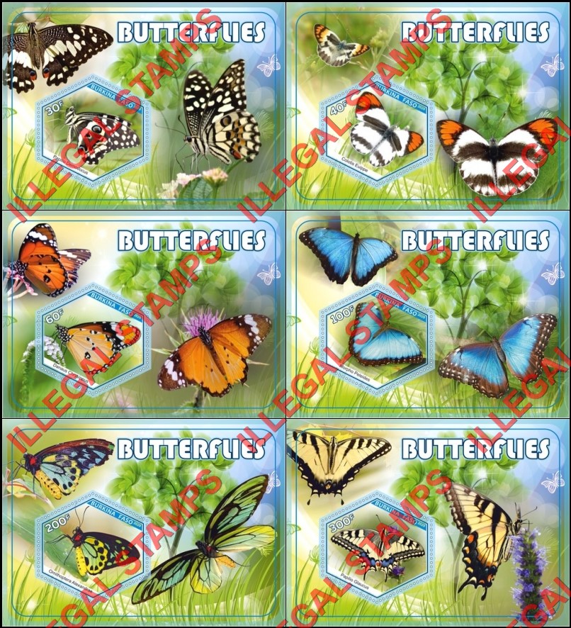 Burkina Faso 2020 Butterflies Illegal Stamp Souvenir Sheets of 1
