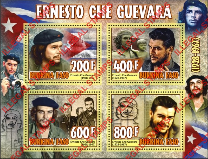 Burkina Faso 2020 Ernesto Che Guevara Illegal Stamp Souvenir Sheet of 4