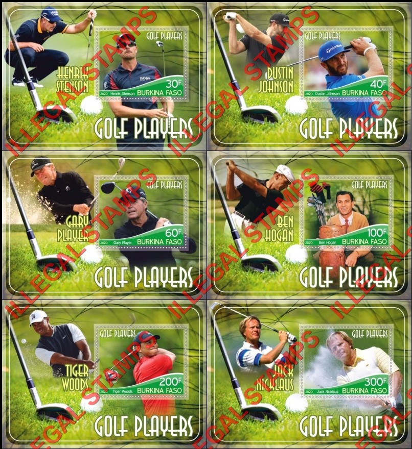Burkina Faso 2020 Golf Players (different) Illegal Stamp Souvenir Sheets of 1