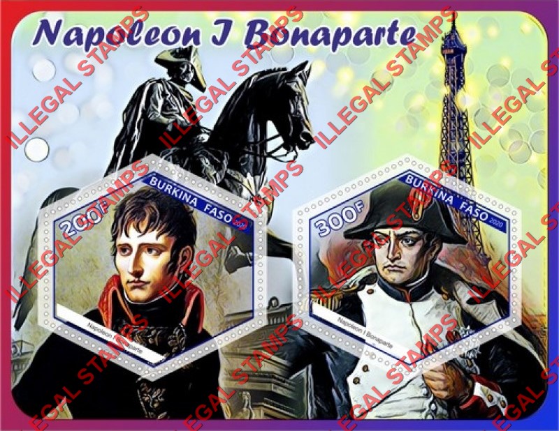 Burkina Faso 2020 Napoleon Bonaparte Illegal Stamp Souvenir Sheet of 2
