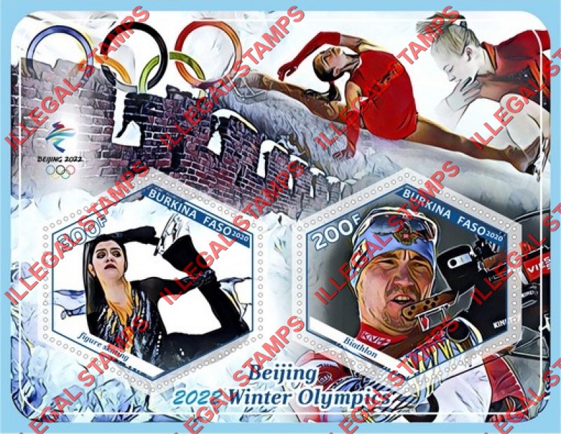 Burkina Faso 2020 Olympic Games in Beijing in 2022 Illegal Stamp Souvenir Sheet of 2