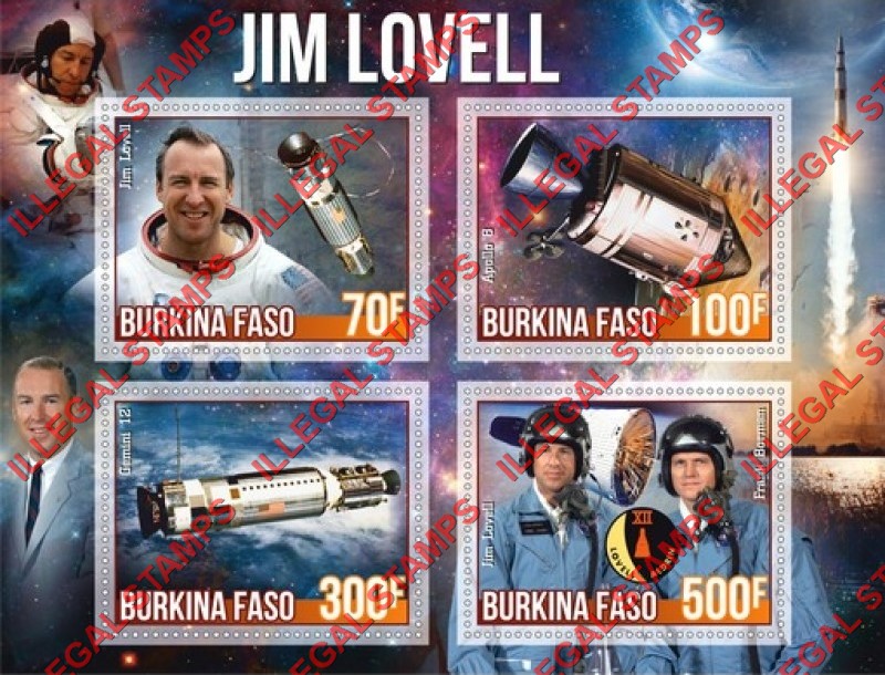 Burkina Faso 2020 Space Astronauts Jim Lovell Illegal Stamp Souvenir Sheet of 4