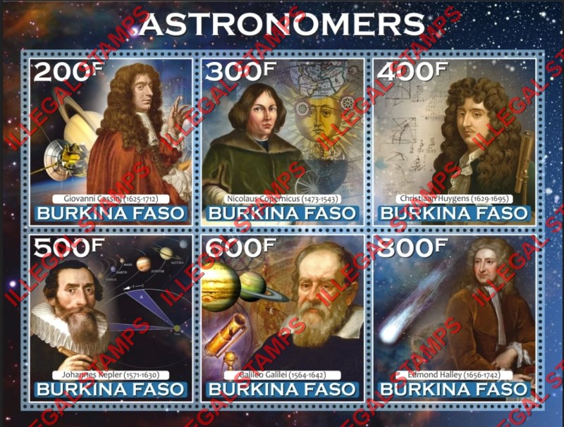 Burkina Faso 2020 Space Astronomers Illegal Stamp Souvenir Sheet of 6