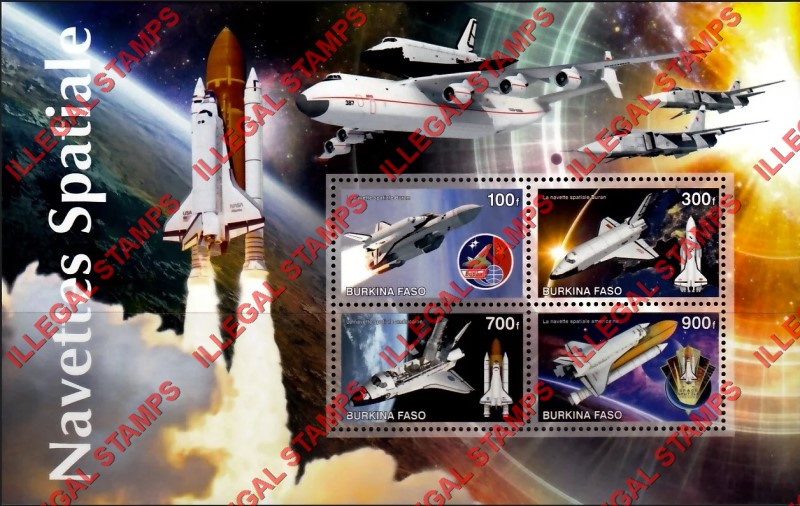 Burkina Faso 2020 Space Shuttle Illegal Stamp Souvenir Sheet of 4