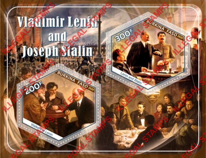 Burkina Faso 2020 Stalin and Lenin (different) Illegal Stamp Souvenir Sheet of 2