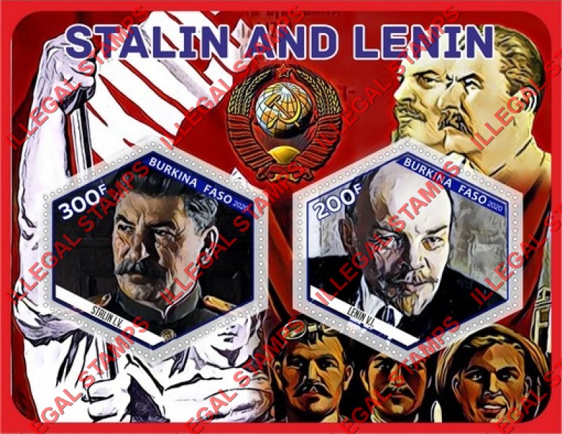 Burkina Faso 2020 Stalin and Lenin Illegal Stamp Souvenir Sheet of 2