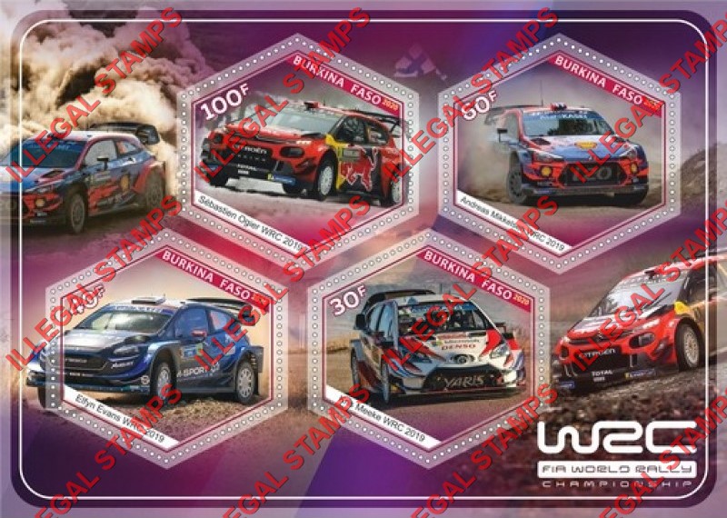 Burkina Faso 2020 World Rally Championship in 2019 Illegal Stamp Souvenir Sheet of 4