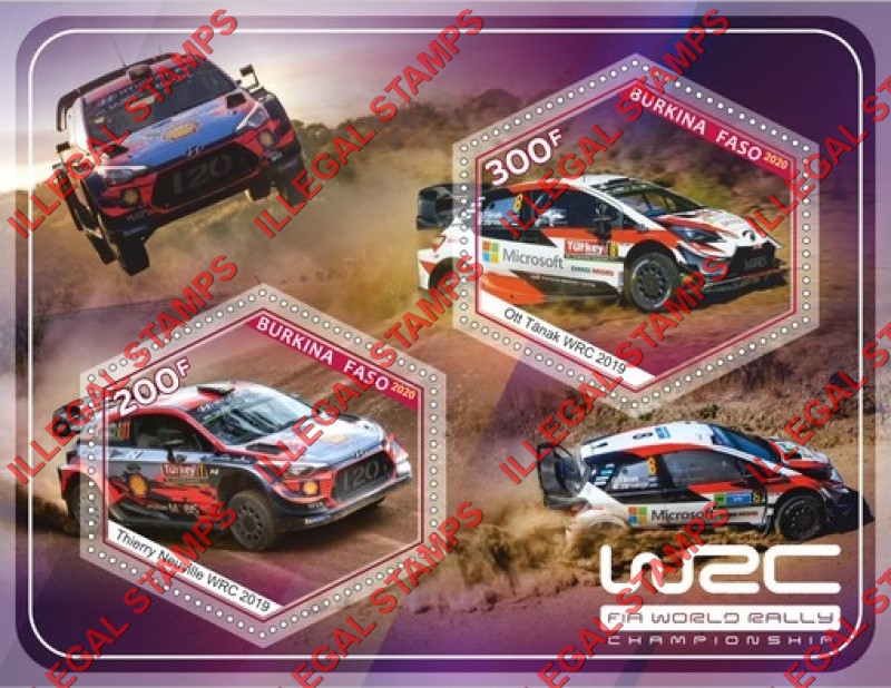 Burkina Faso 2020 World Rally Championship in 2019 Illegal Stamp Souvenir Sheet of 2