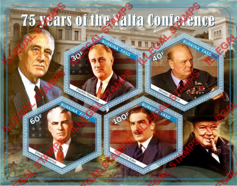 Burkina Faso 2020 Yalta Conference Illegal Stamp Souvenir Sheet of 4
