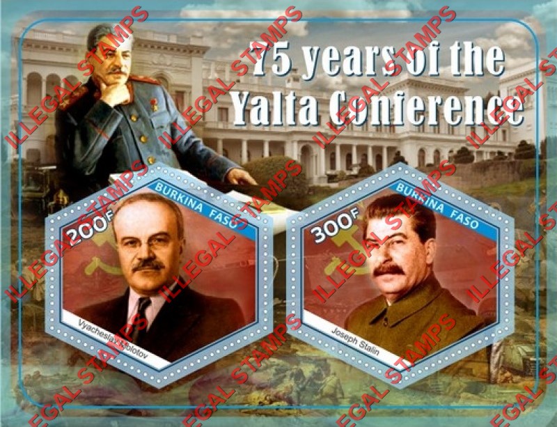 Burkina Faso 2020 Yalta Conference Illegal Stamp Souvenir Sheet of 2