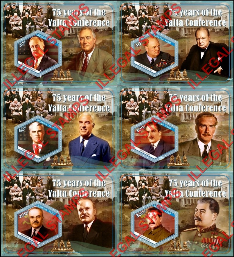 Burkina Faso 2020 Yalta Conference Illegal Stamp Souvenir Sheets of 1